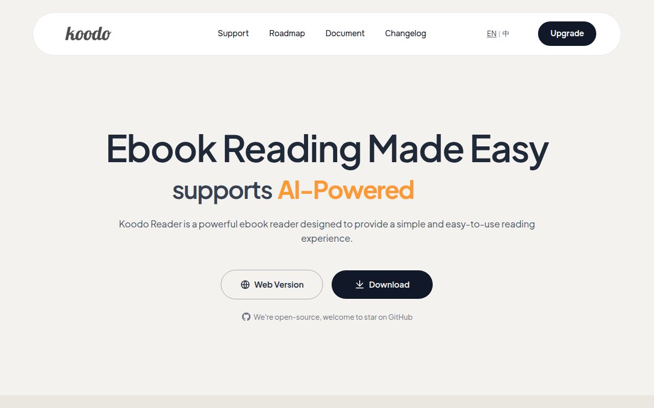 Screenshot of koodo-reader (koodoreader.com)