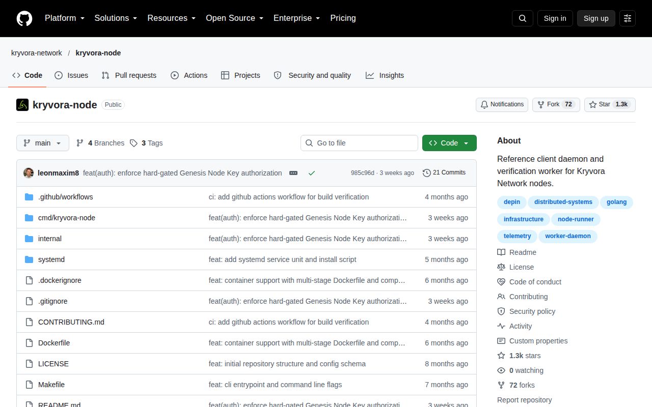 Screenshot of kryvora-node (github.com/kryvora-network/kryvora-node)