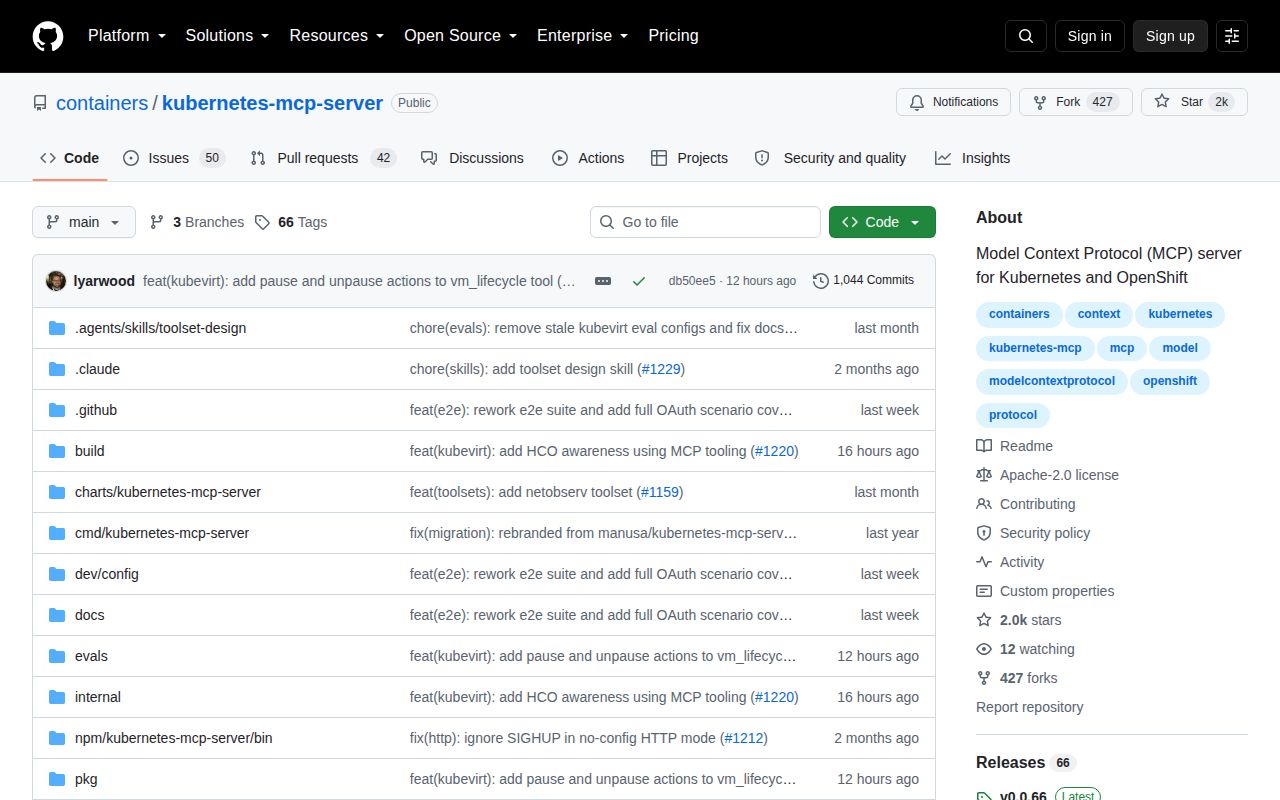 Screenshot of kubernetes-mcp-server (github.com/containers/kubernetes-mcp-server)