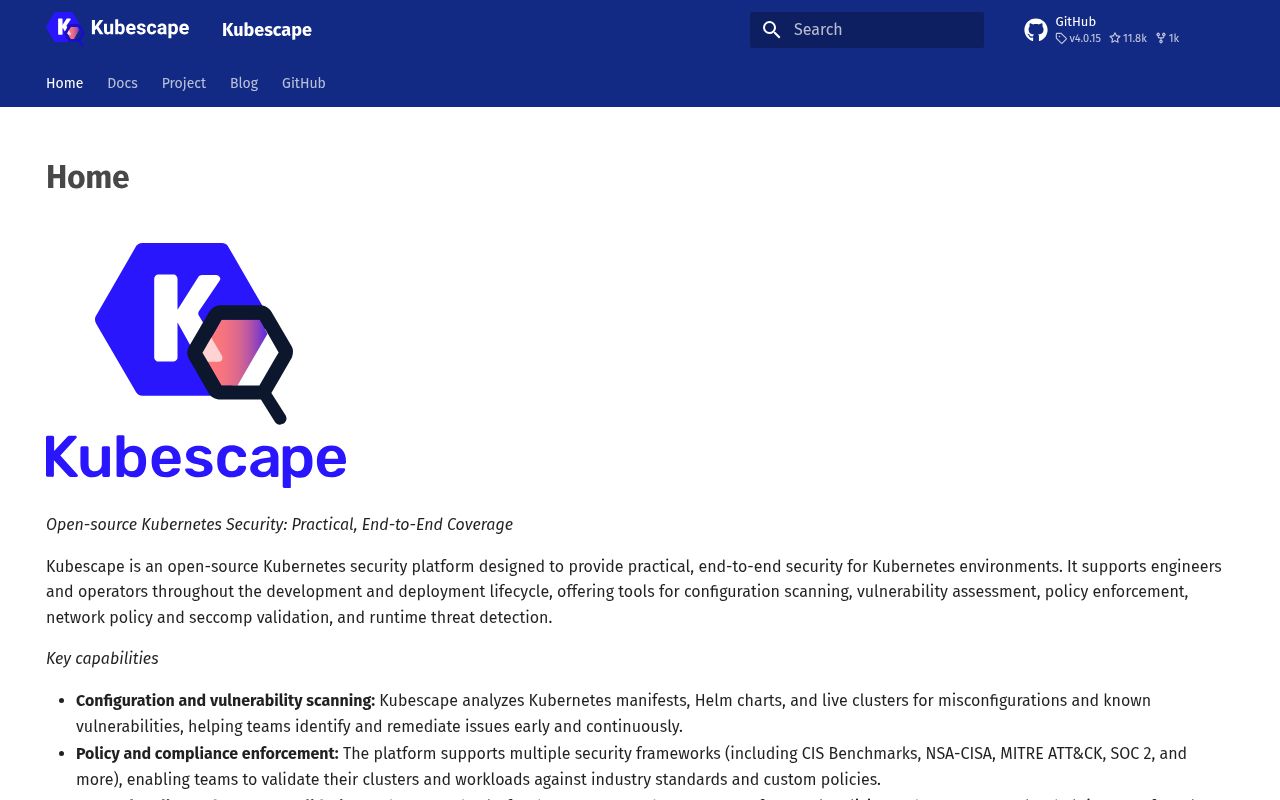Screenshot of kubescape (kubescape.io)