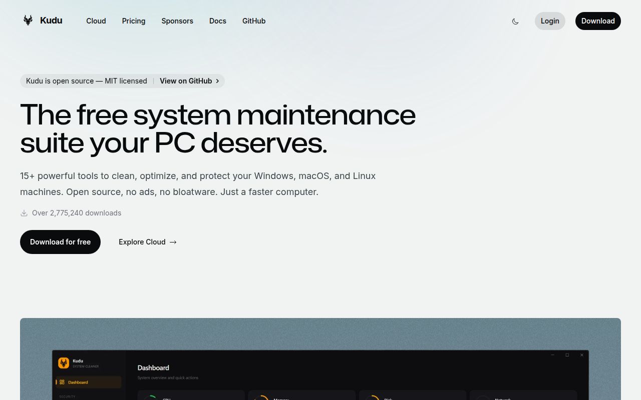 Screenshot of kudu (usekudu.com)