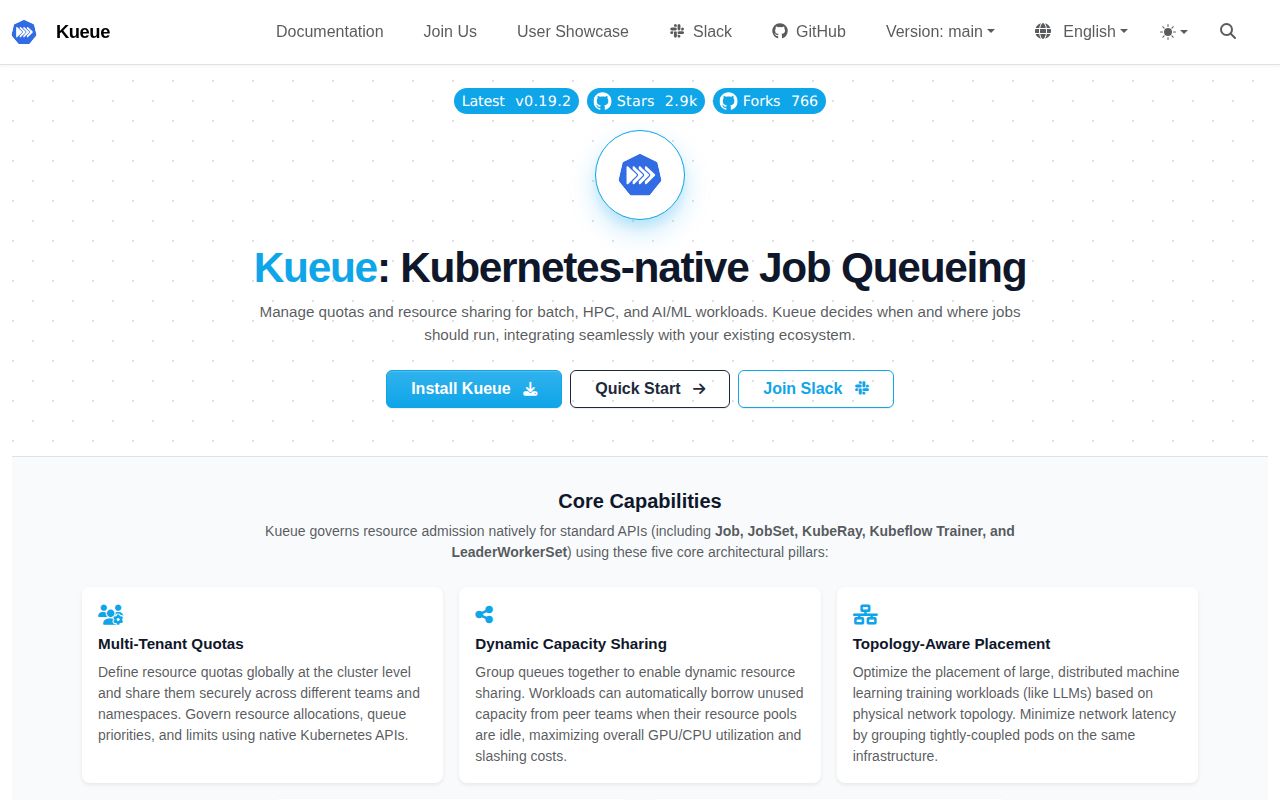 Screenshot of kueue (kueue.sigs.k8s.io)