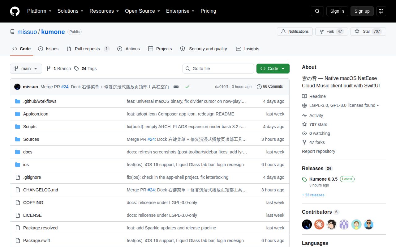 Screenshot of kumone (github.com/missuo/kumone)