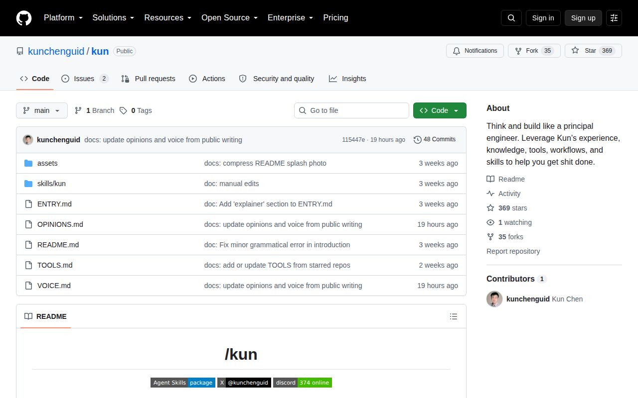 Screenshot of kun (github.com/kunchenguid/kun)