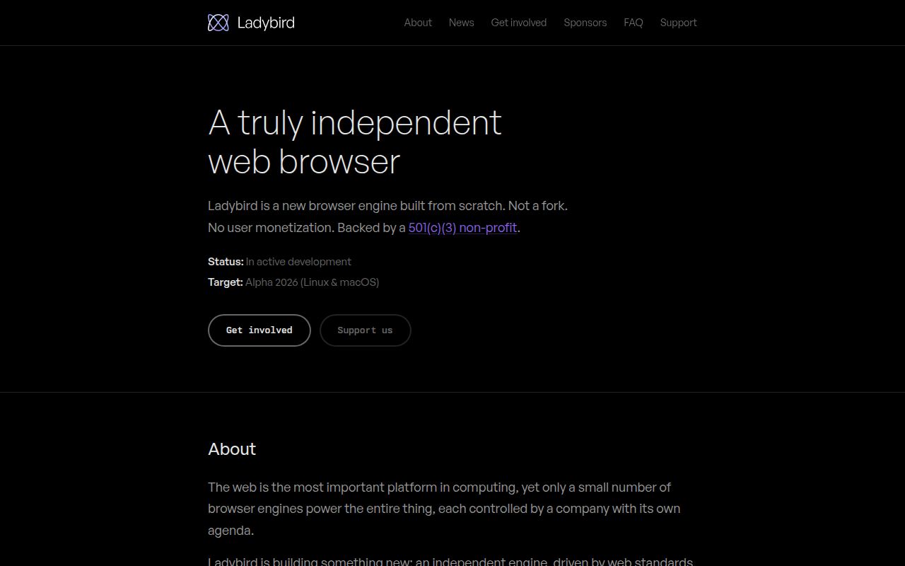 Screenshot of ladybird (ladybird.org)