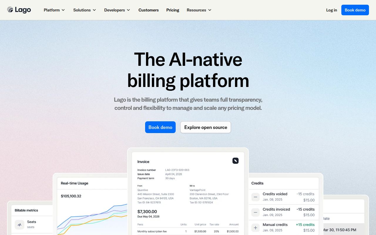 Screenshot of lago (www.getlago.com)
