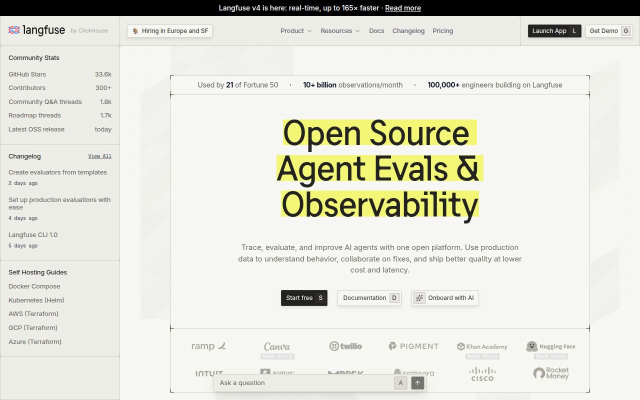 Screenshot of langfuse (langfuse.com)