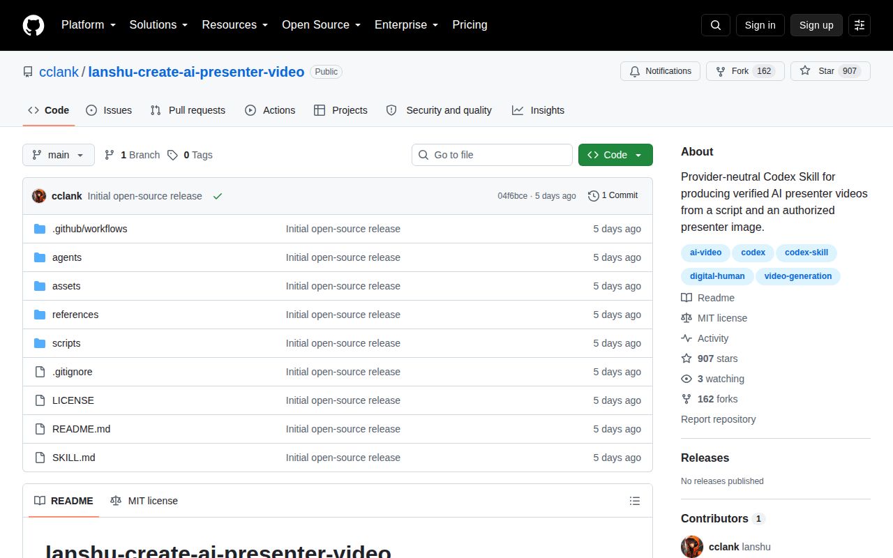 Screenshot of lanshu-create-ai-presenter-video (github.com/cclank/lanshu-create-ai-presenter-video)