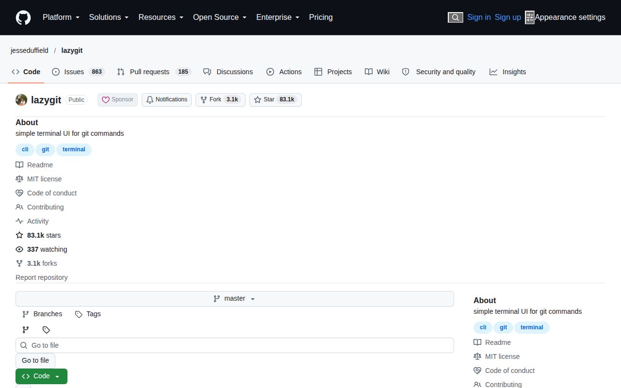 Screenshot of lazygit (github.com/jesseduffield/lazygit)