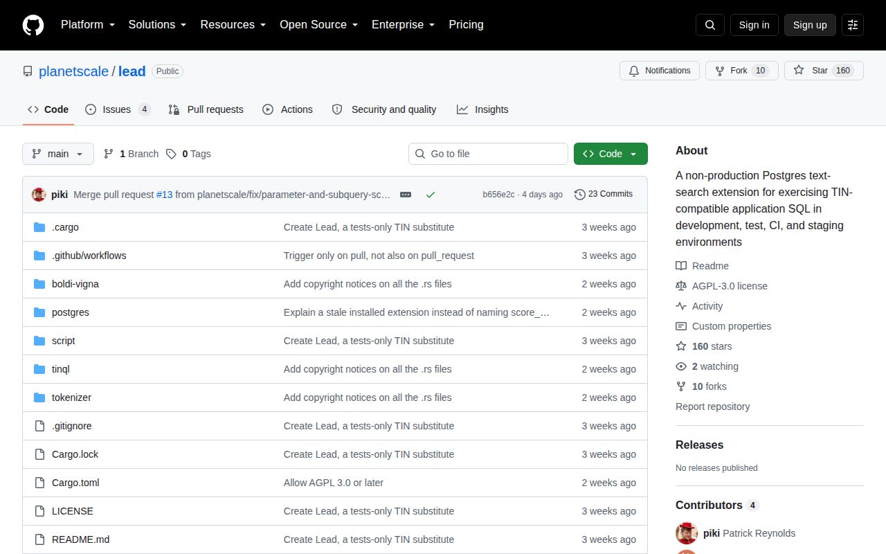 Screenshot of lead (github.com/planetscale/lead)