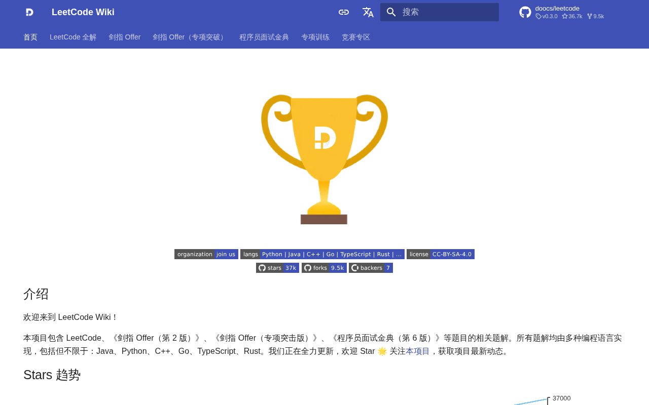 Screenshot of leetcode (leetcode.doocs.org)