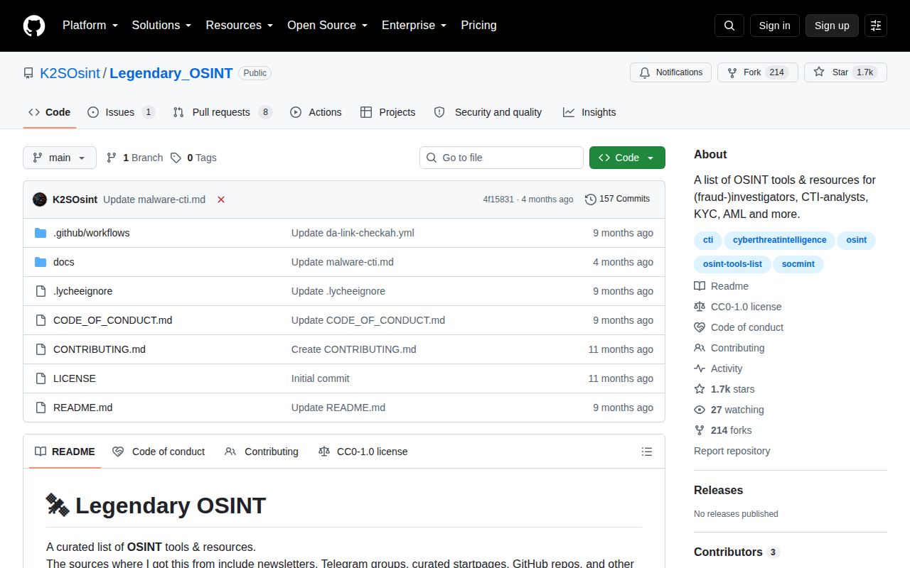 Screenshot of Legendary_OSINT (github.com/K2SOsint/Legendary_OSINT)