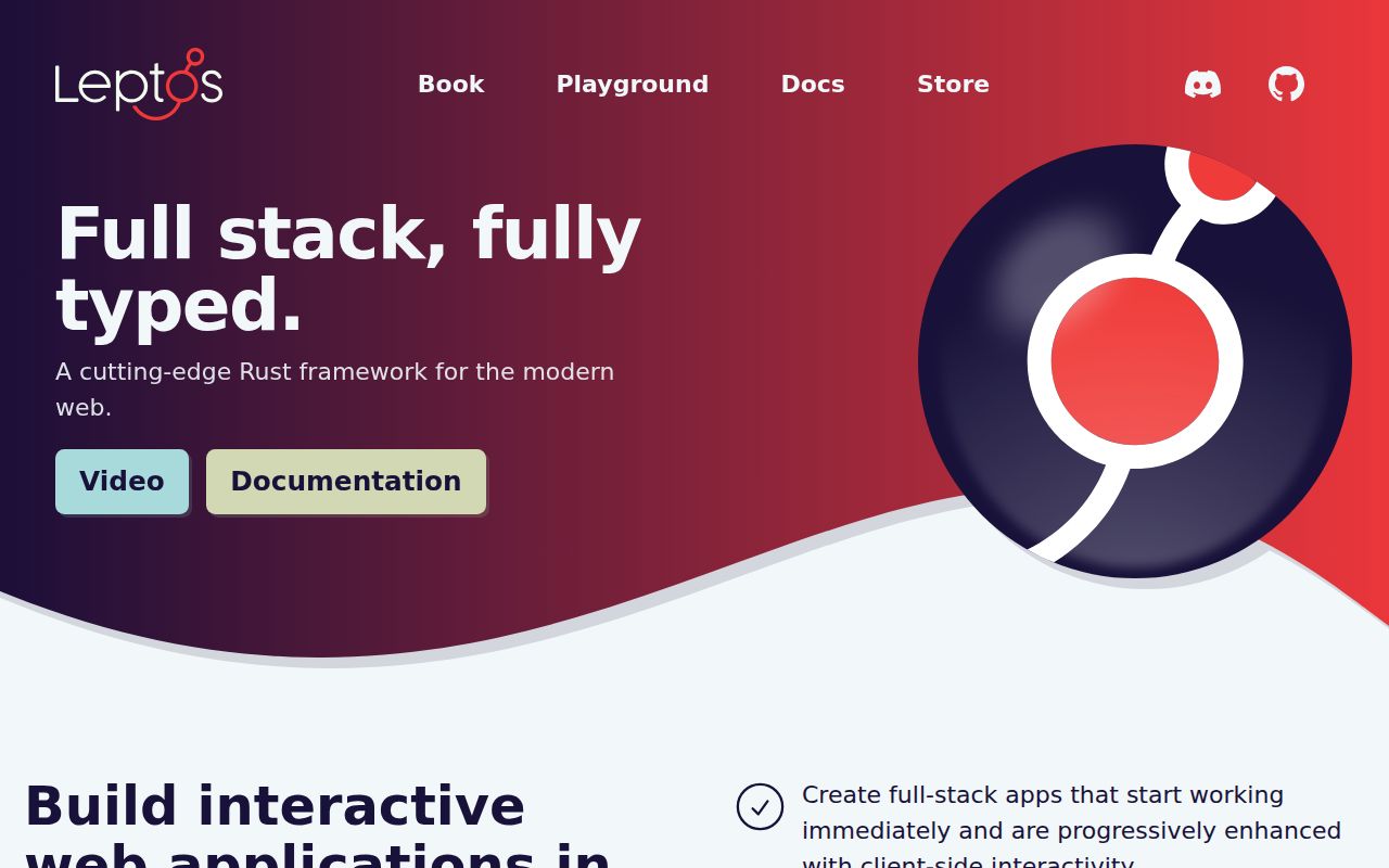 Screenshot of leptos (leptos.dev)