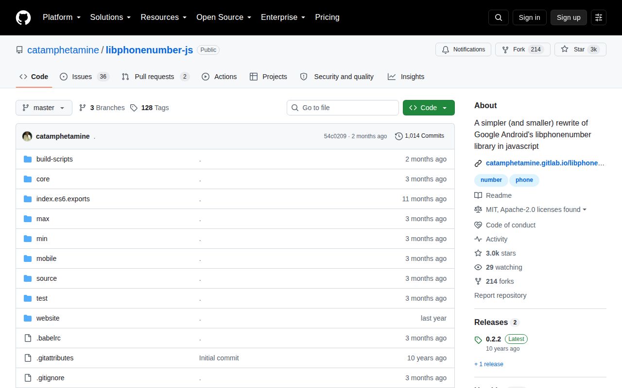 Screenshot of libphonenumber-js documentation
