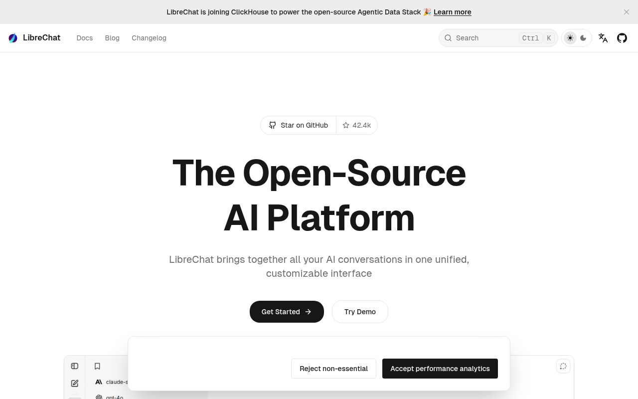 Screenshot of LibreChat (librechat.ai)