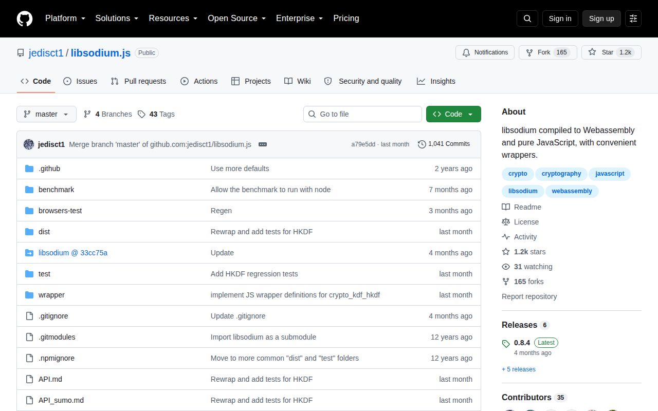 Screenshot of libsodium documentation