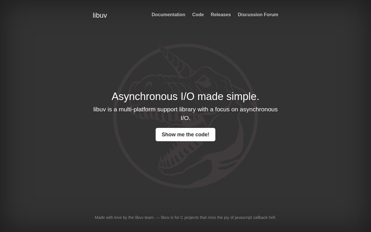 Screenshot of libuv (libuv.org)