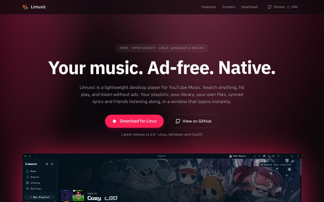 Screenshot of limusic (simohypers.github.io/limusic)