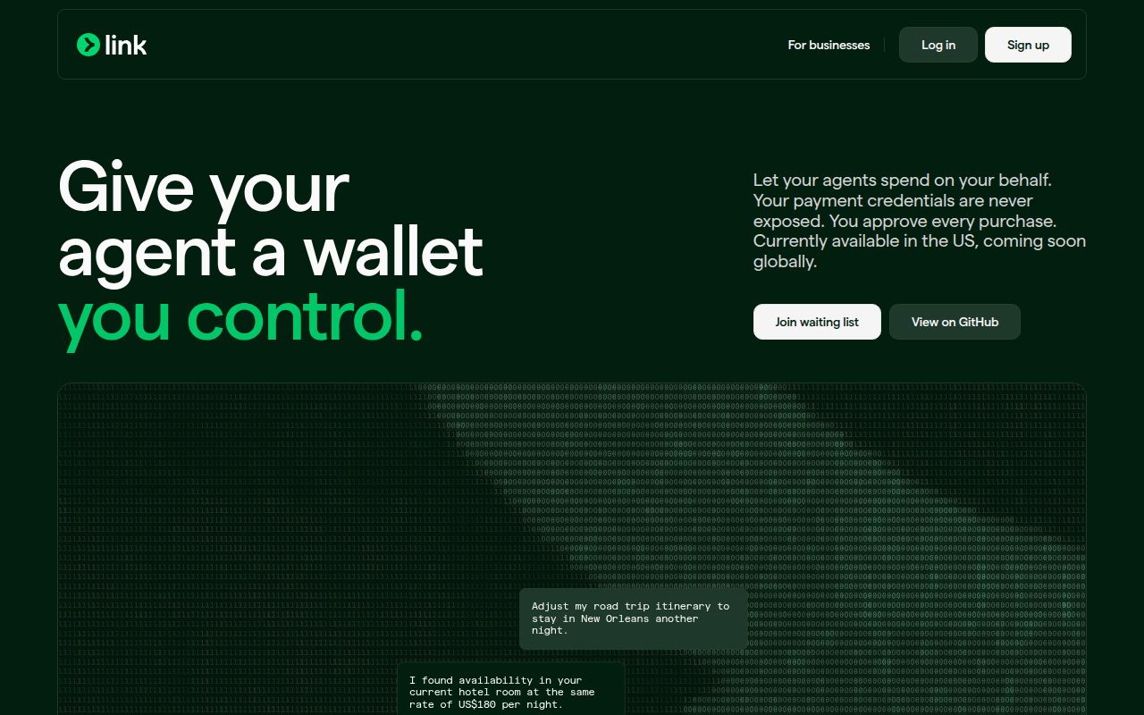 Screenshot of link-cli (link.com/agents)
