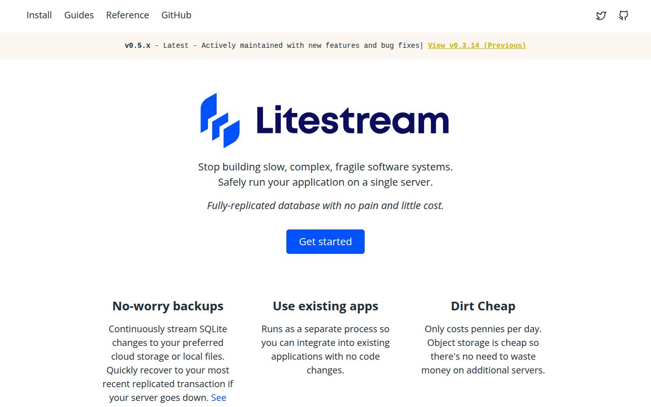 Screenshot of litestream (litestream.io)