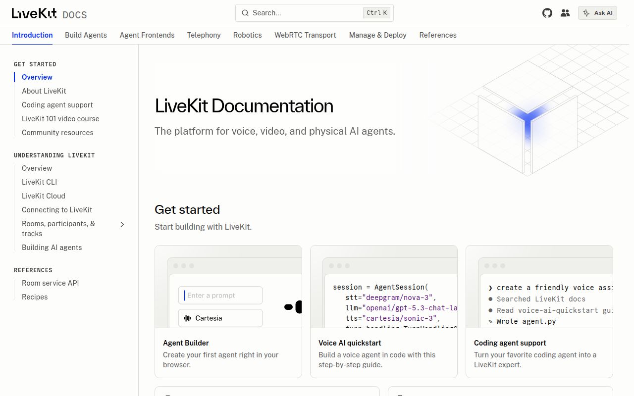 Screenshot of livekit (docs.livekit.io)