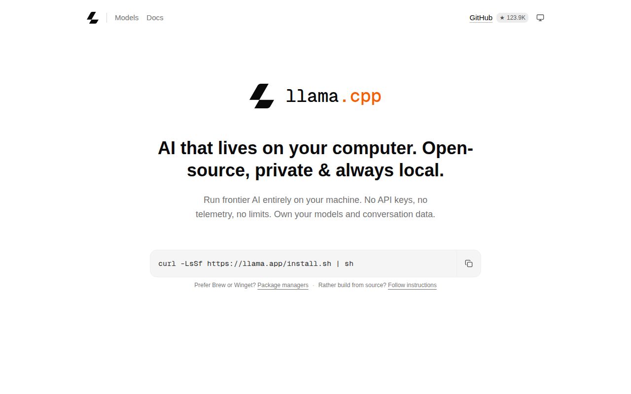 Screenshot of llama.cpp (llama.app)