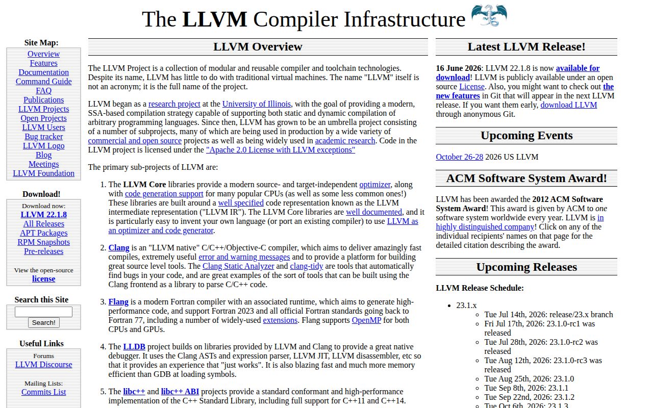 Screenshot of llvm-project (llvm.org)