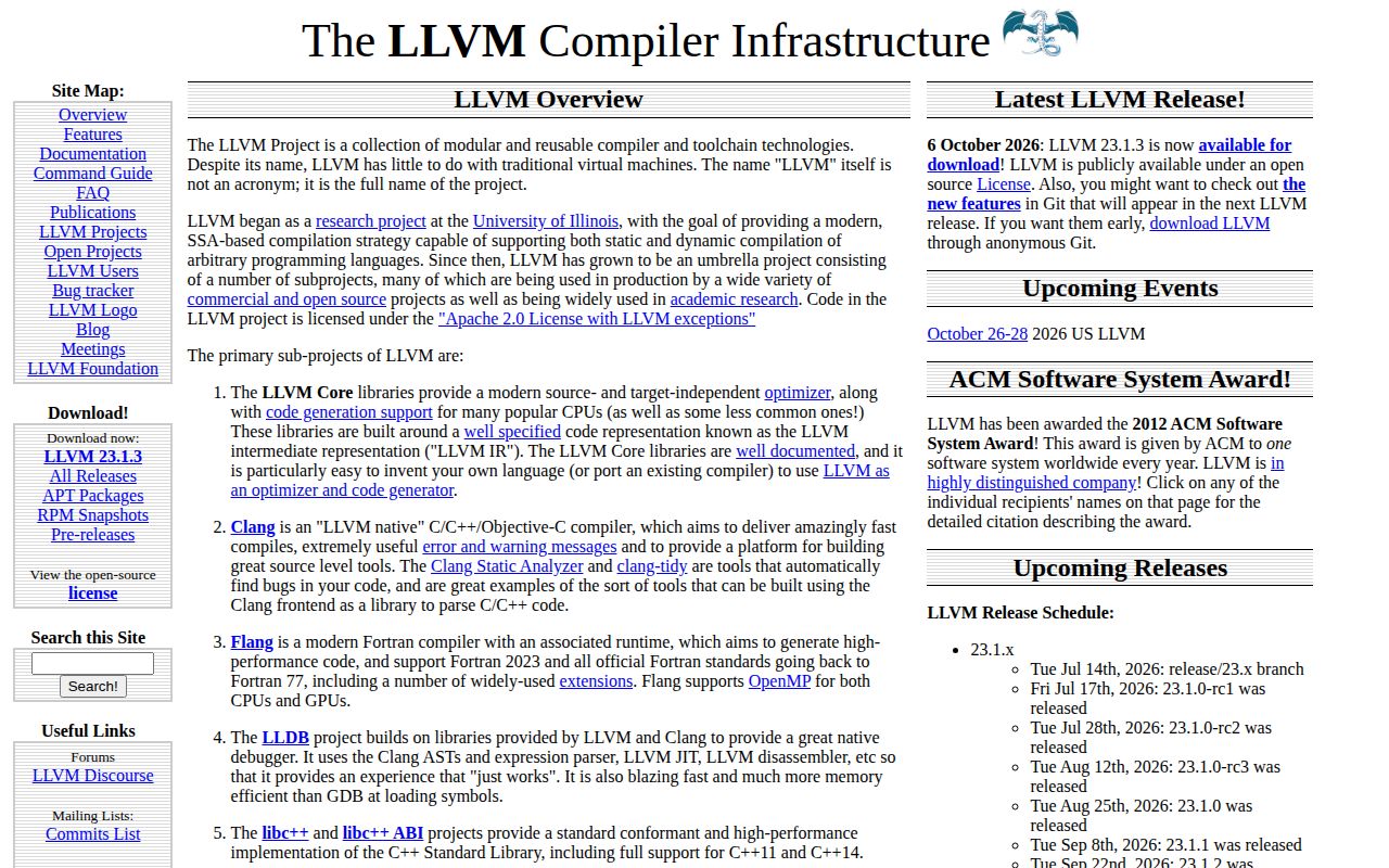 Screenshot of llvm-project (llvm.org)