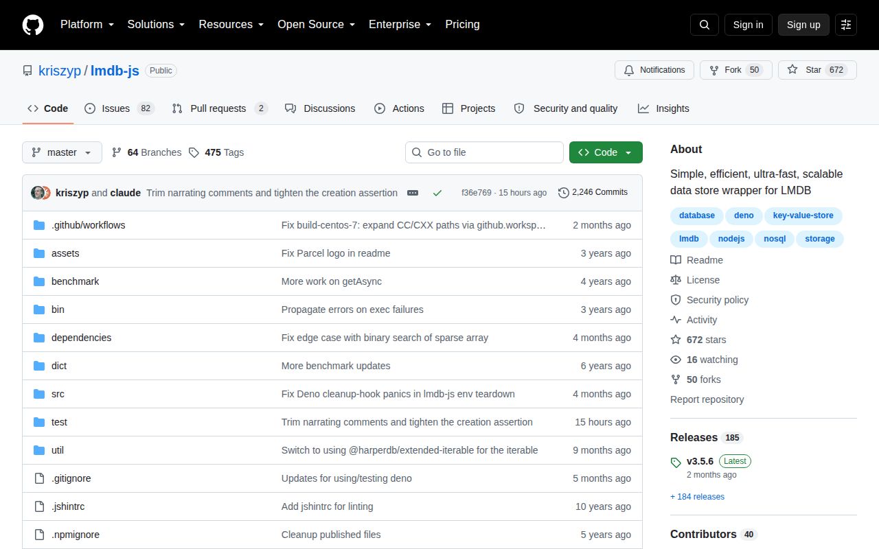 Screenshot of lmdb documentation