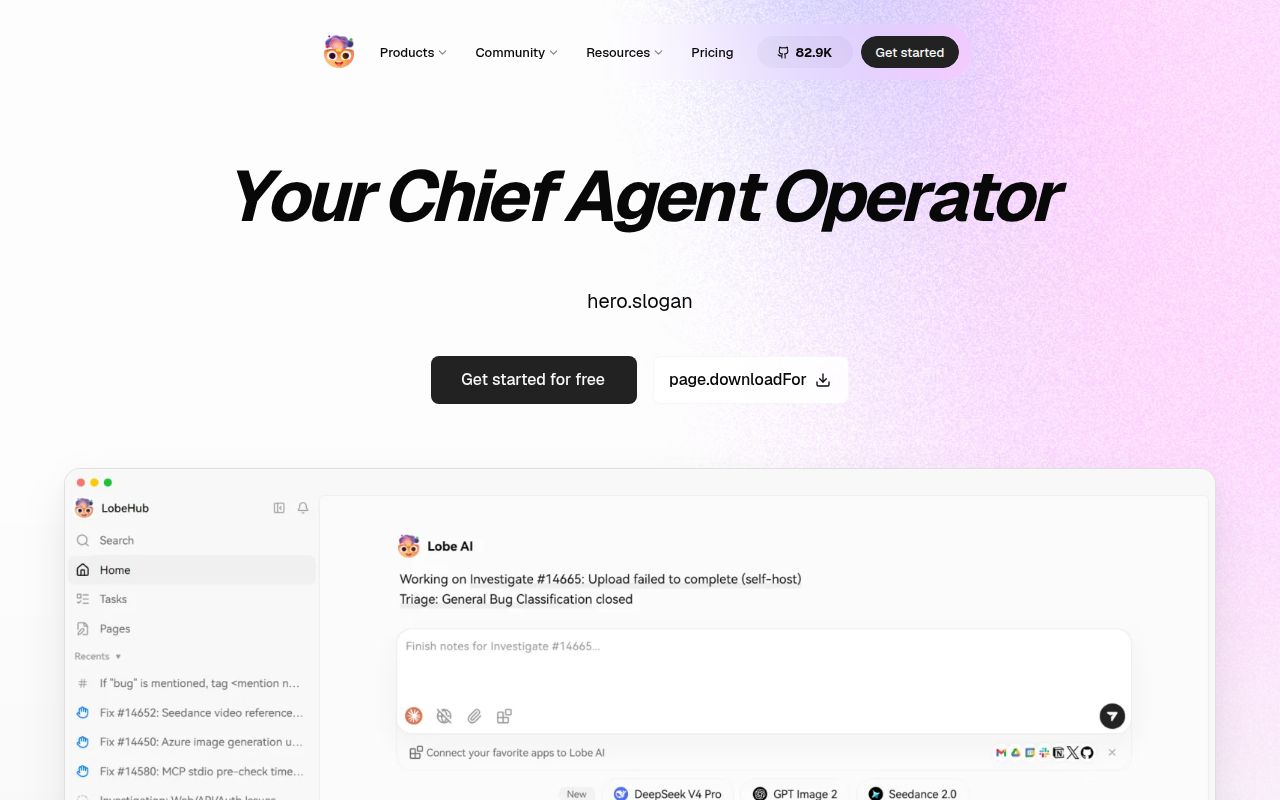 Screenshot of lobehub (lobehub.com)