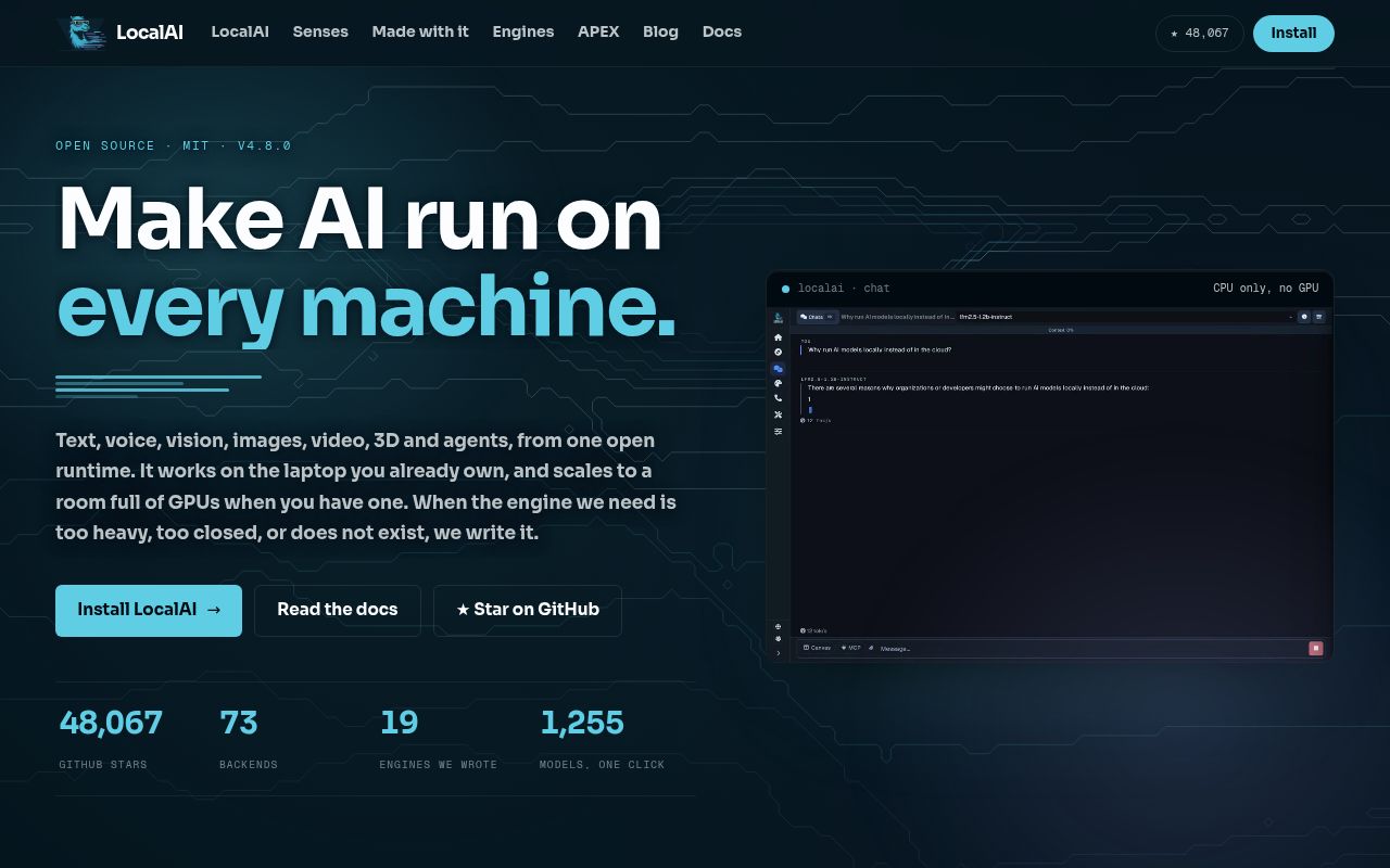 Screenshot of LocalAI (localai.io)