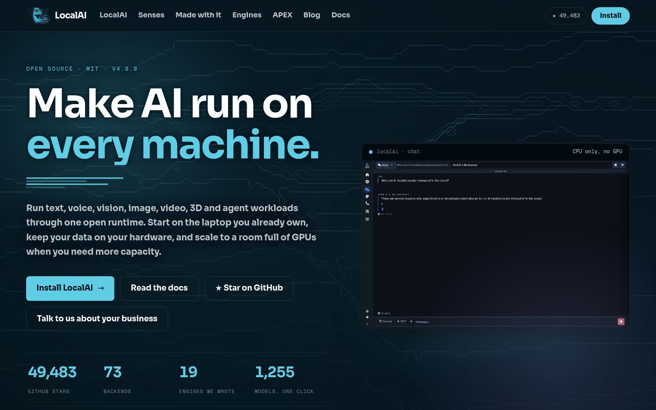Screenshot of LocalAI (localai.io)