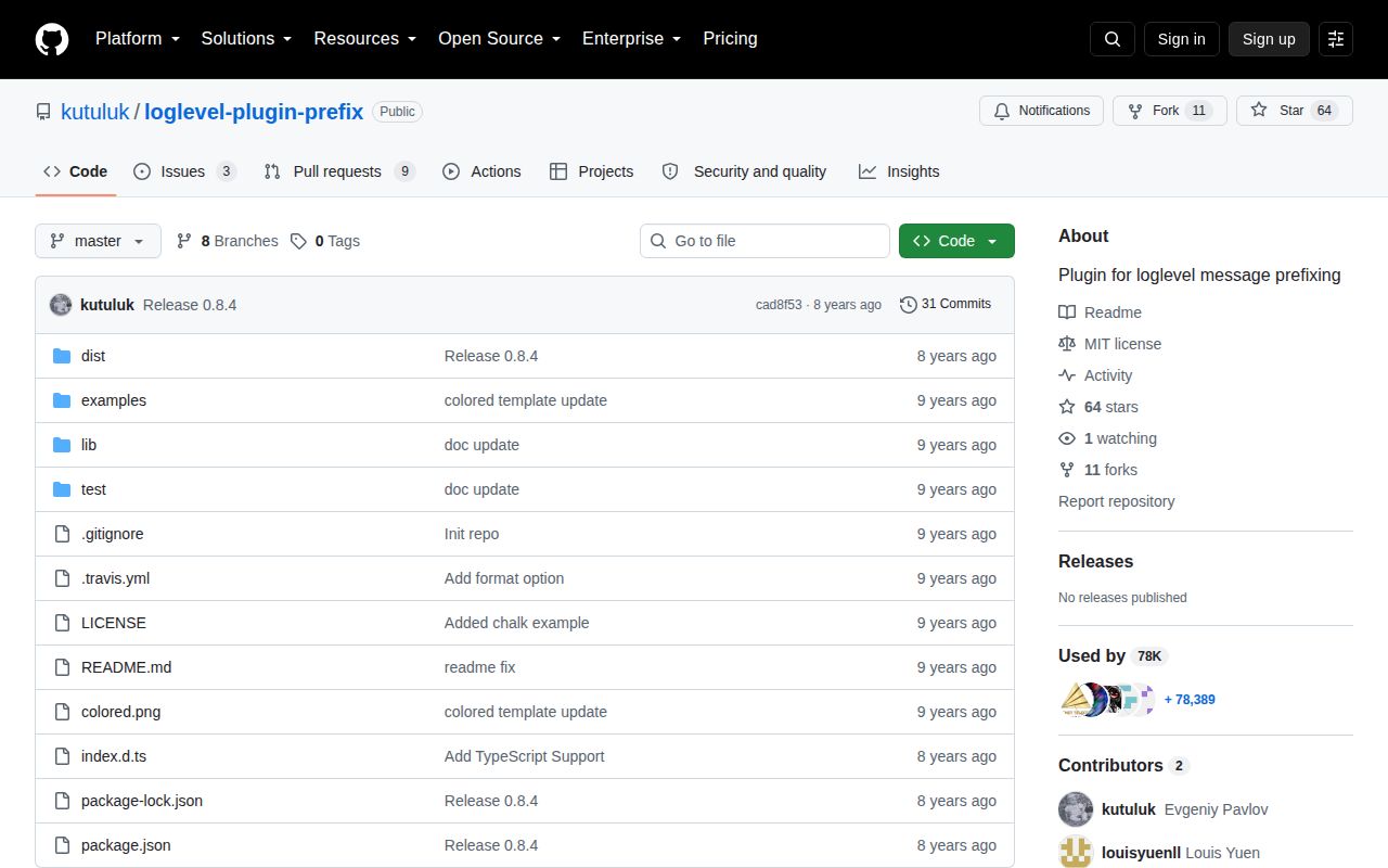 Screenshot of loglevel-plugin-prefix documentation