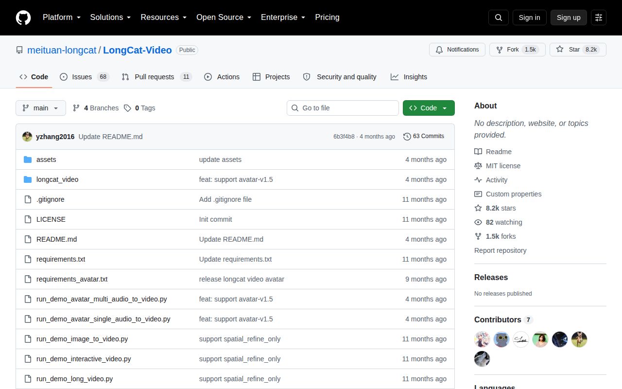 Screenshot of LongCat-Video (github.com/meituan-longcat/LongCat-Video)