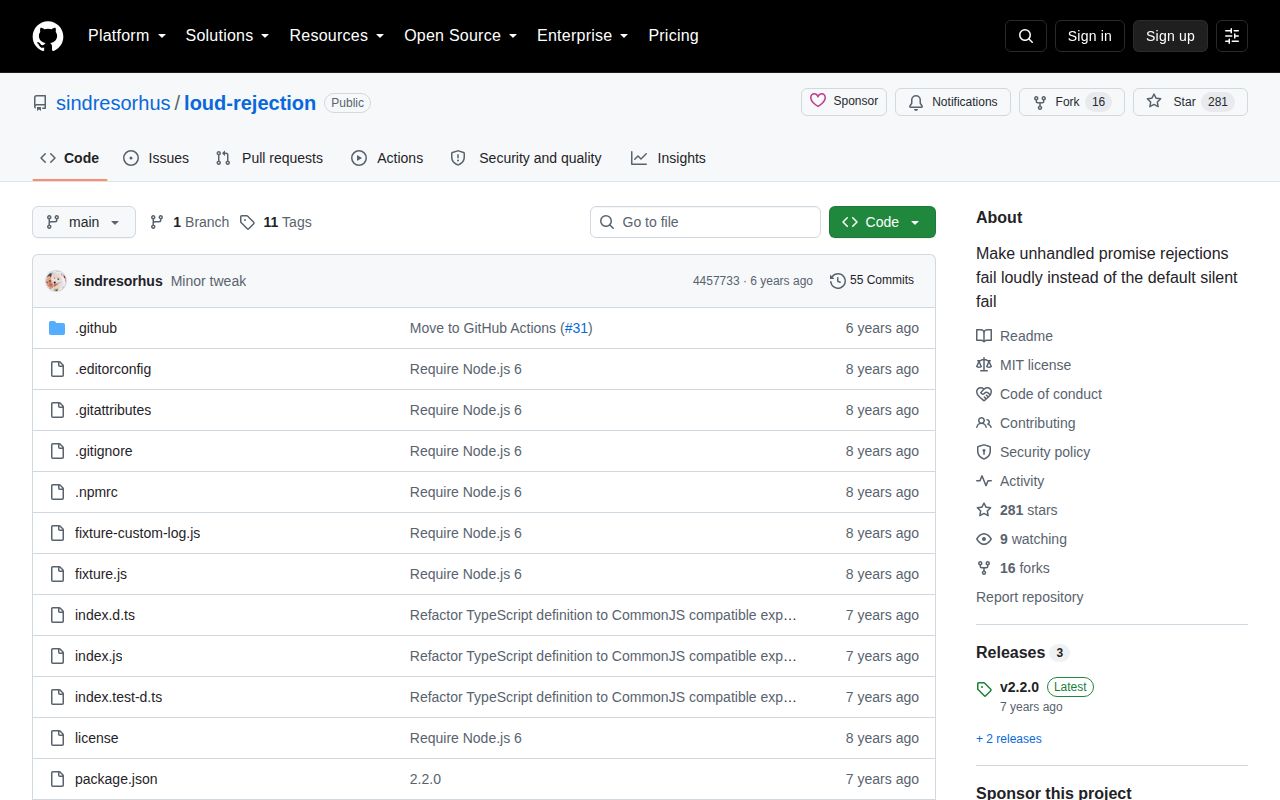 Screenshot of loud-rejection documentation