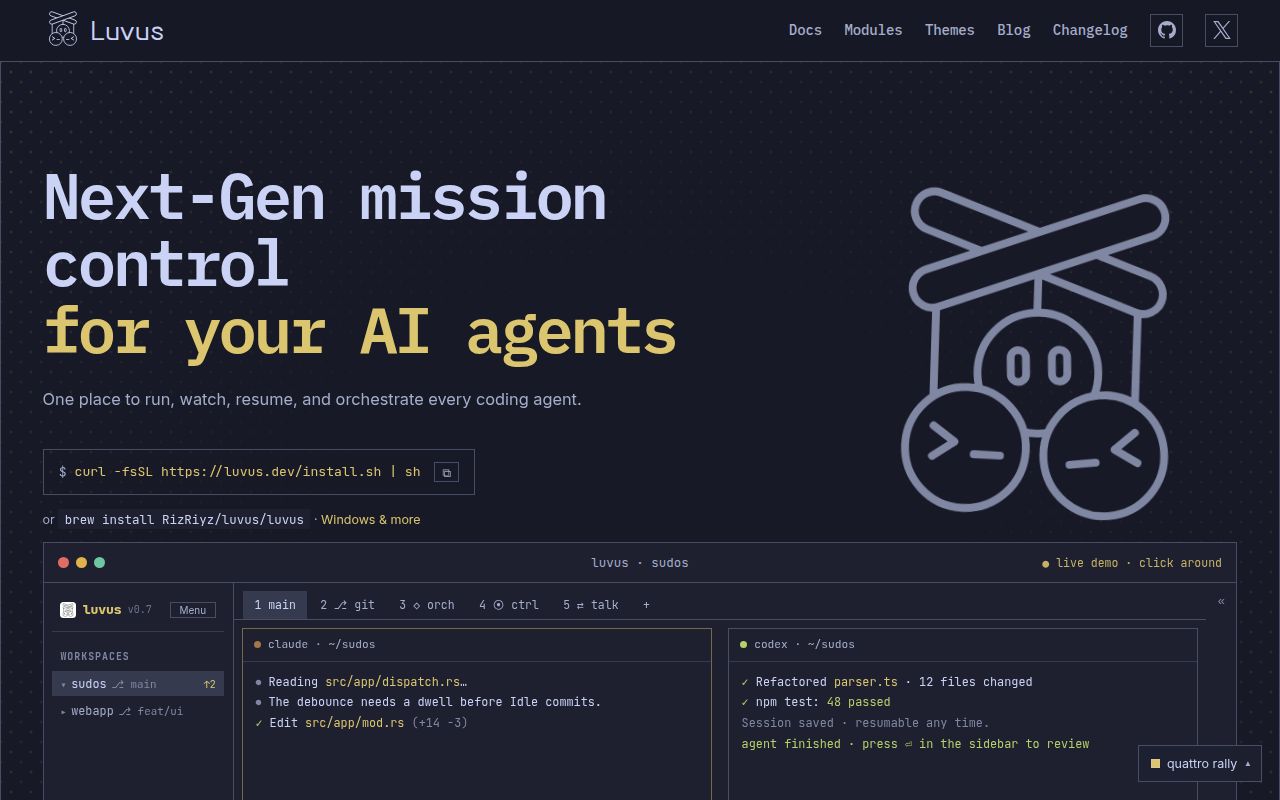 Screenshot of luvus (luvus.dev)