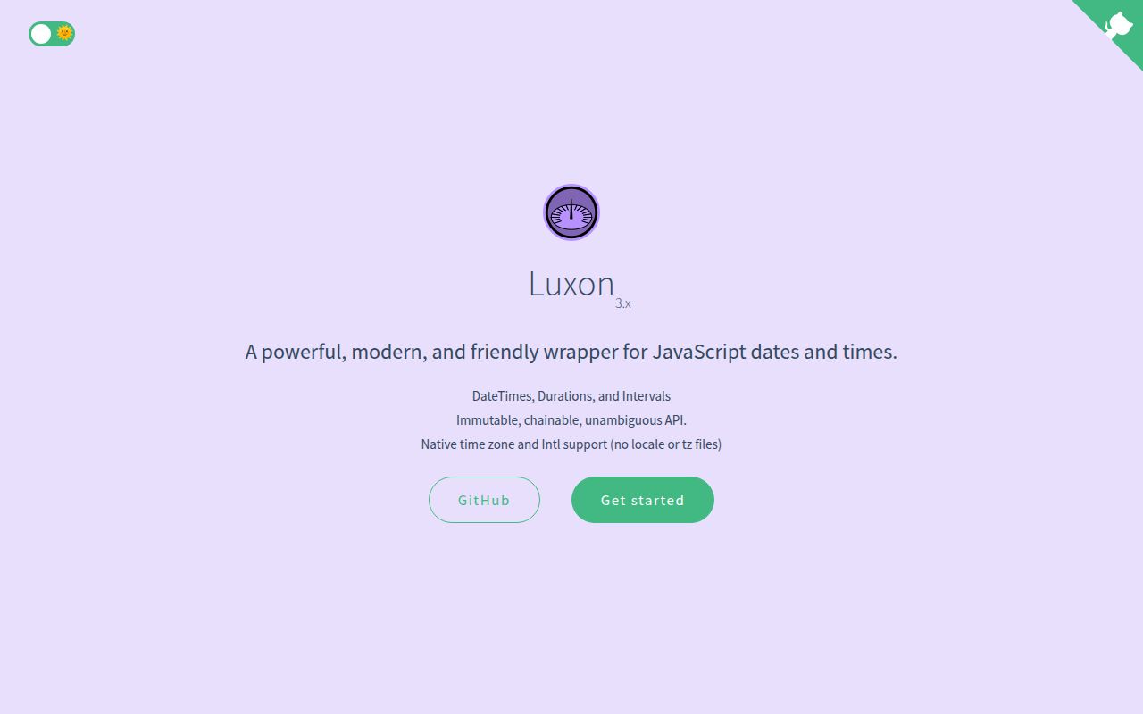 Screenshot of luxon documentation