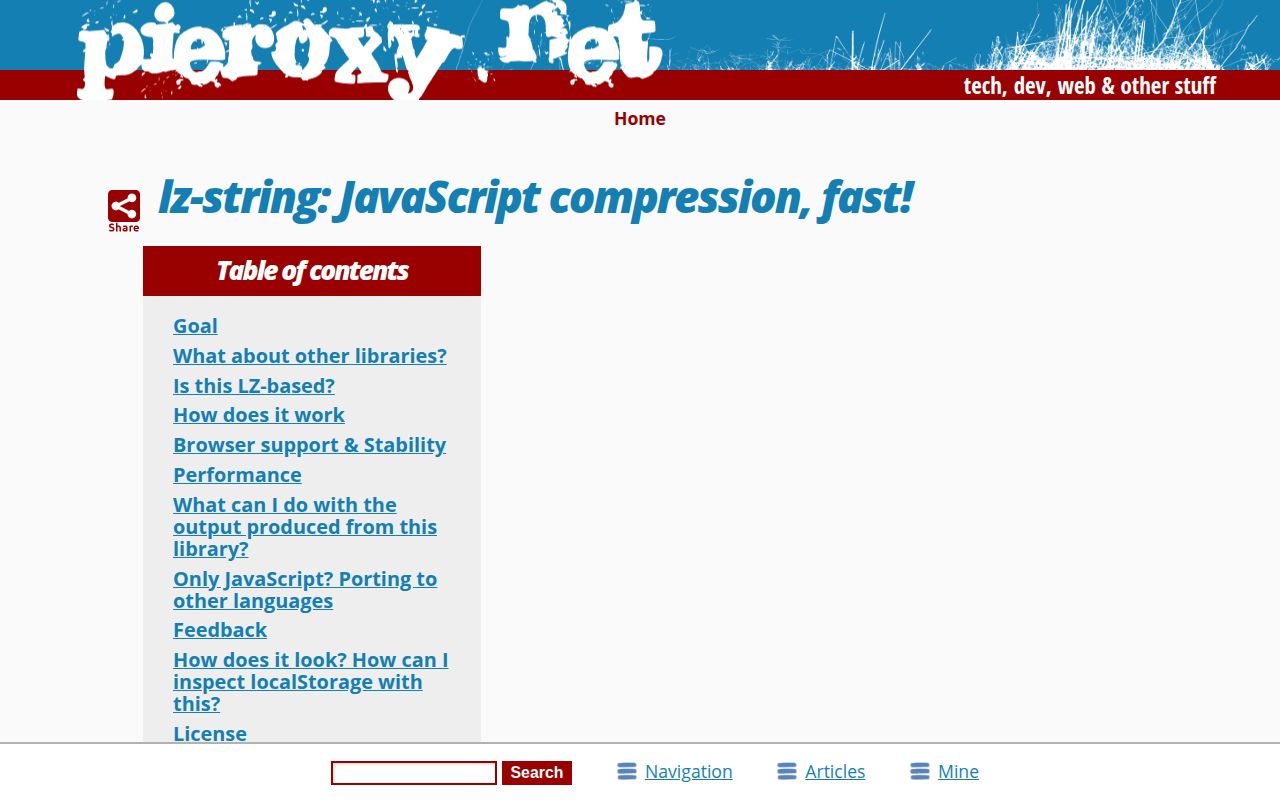 Screenshot of lz-string documentation