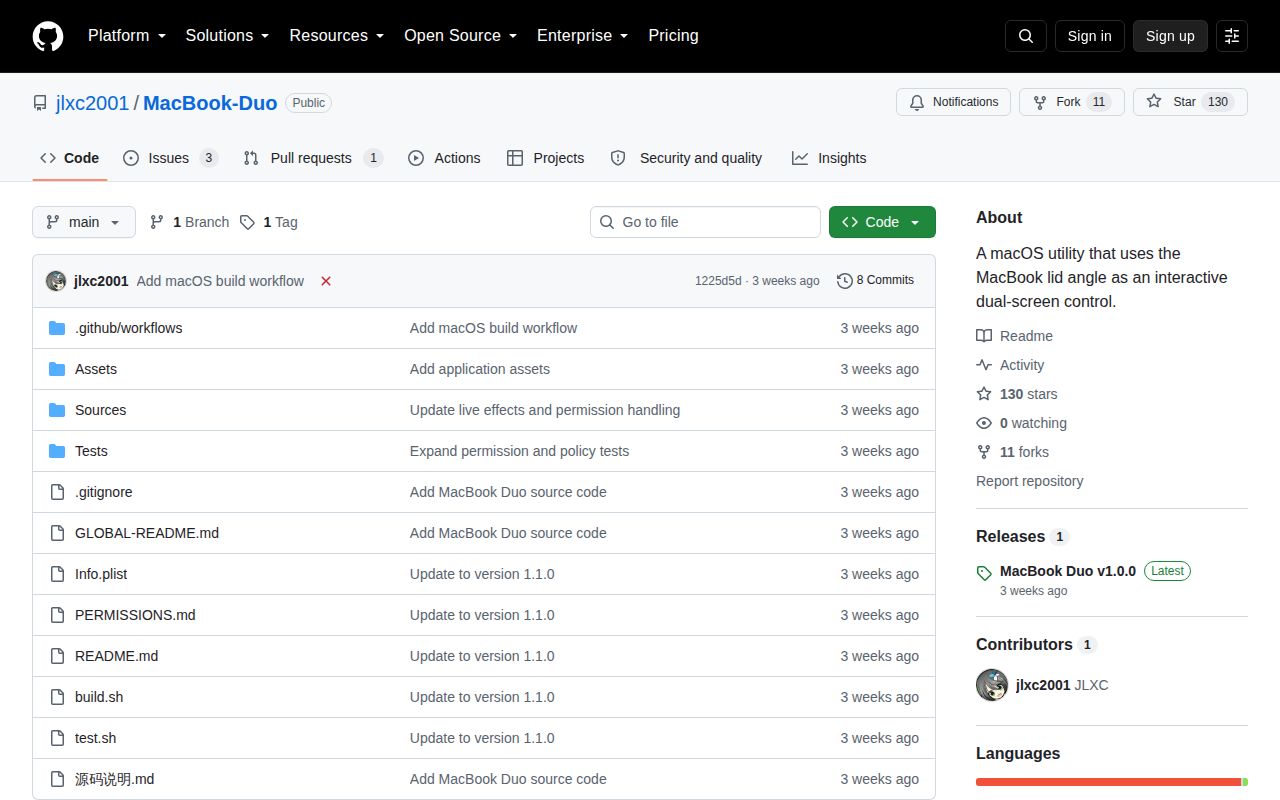 Screenshot of MacBook-Duo (github.com/jlxc2001/MacBook-Duo)