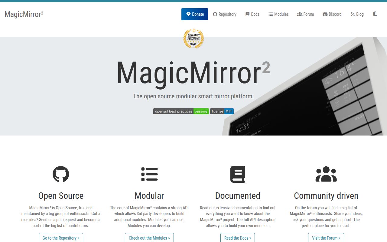 Screenshot of MagicMirror (magicmirror.builders)