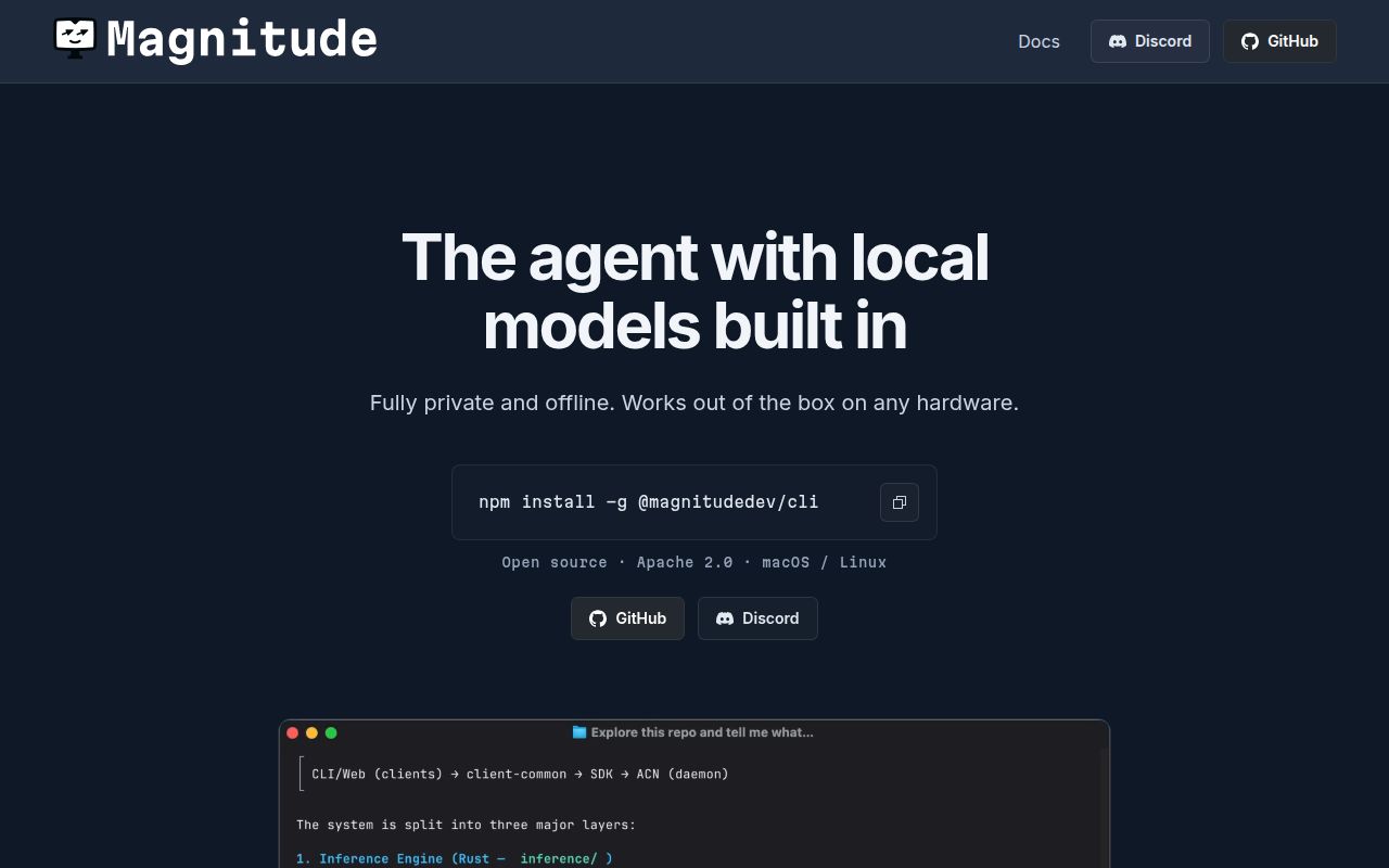 Screenshot of magnitude (magnitude.dev)