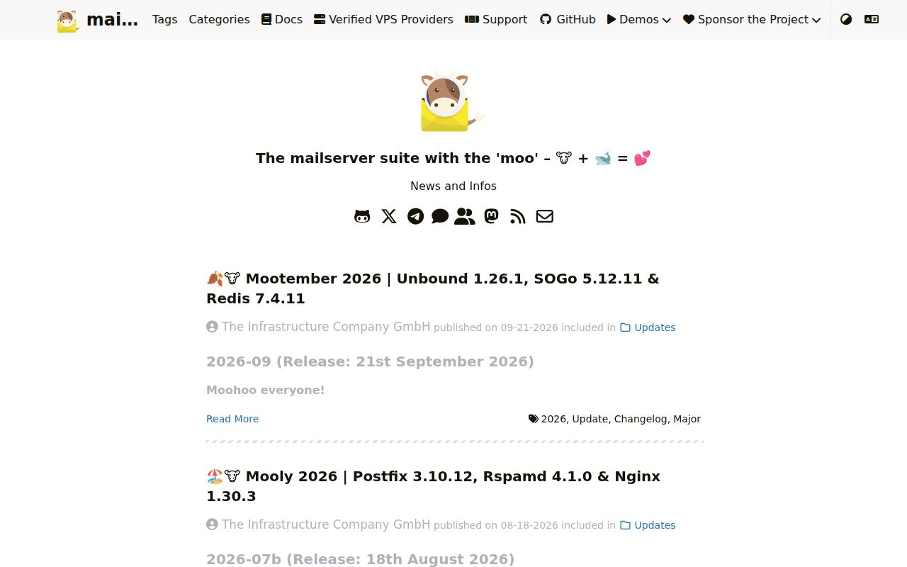 Screenshot of mailcow-dockerized (mailcow.email)