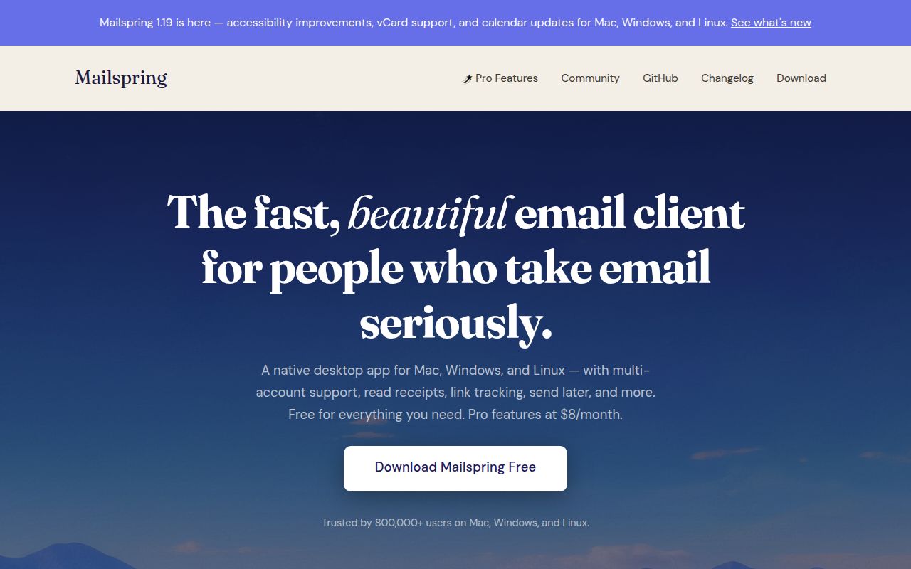 Screenshot of Mailspring (getmailspring.com)