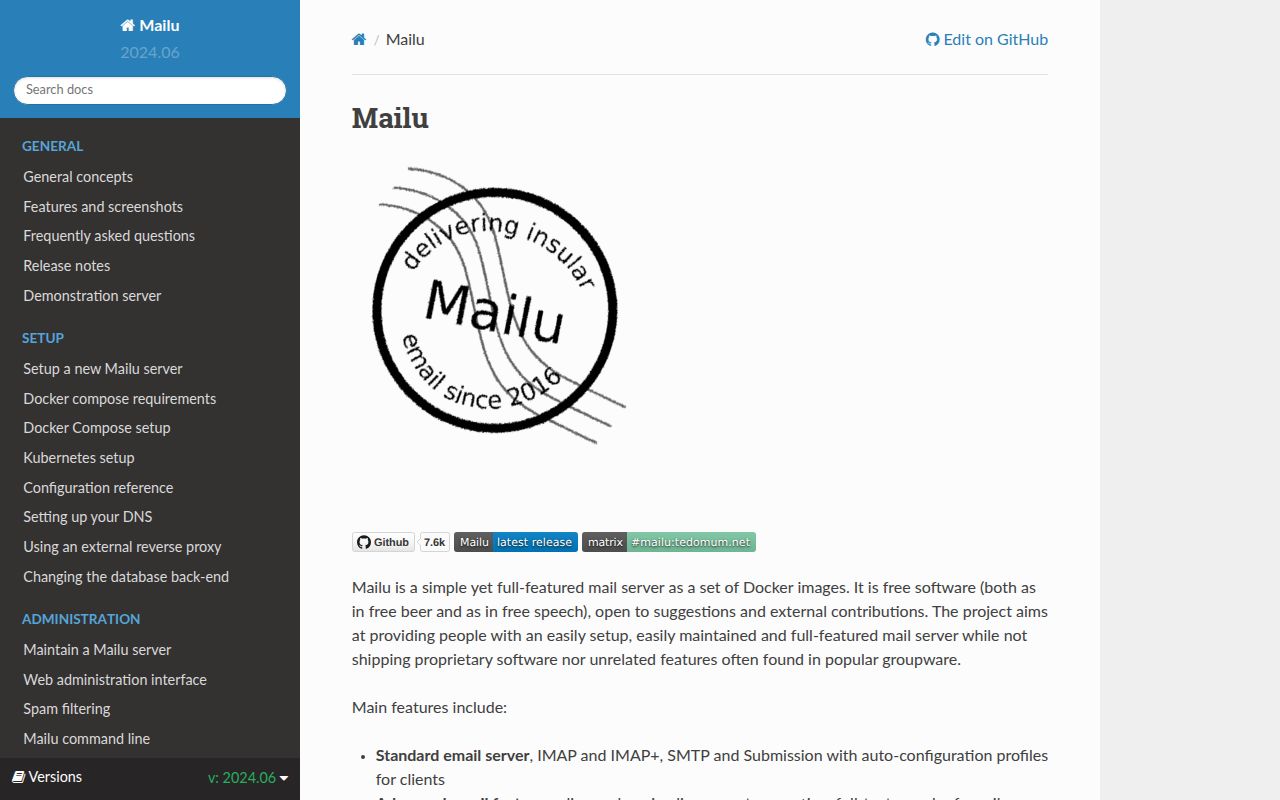 Screenshot of Mailu (mailu.io)