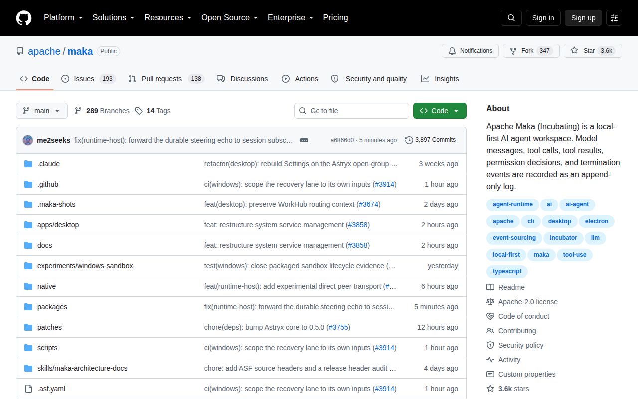 Screenshot of maka (github.com/apache/maka)