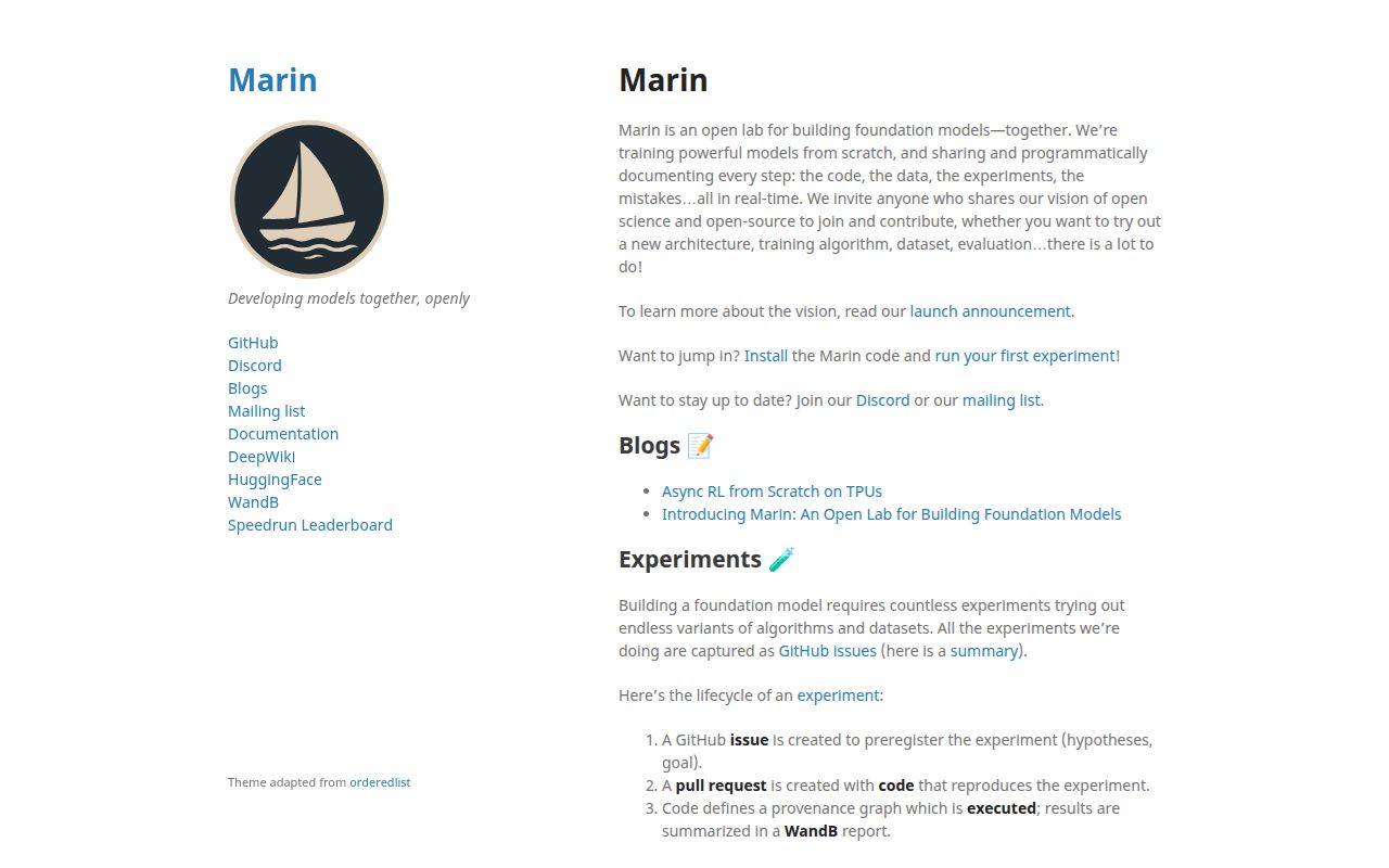 Screenshot of marin (marin.community)