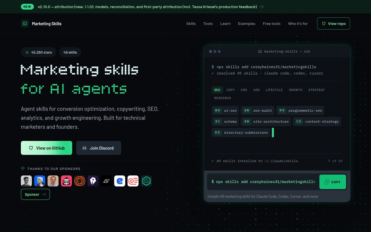 Screenshot of marketingskills (marketing-skills.com)