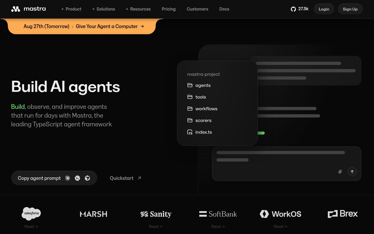Screenshot of mastra (mastra.ai)