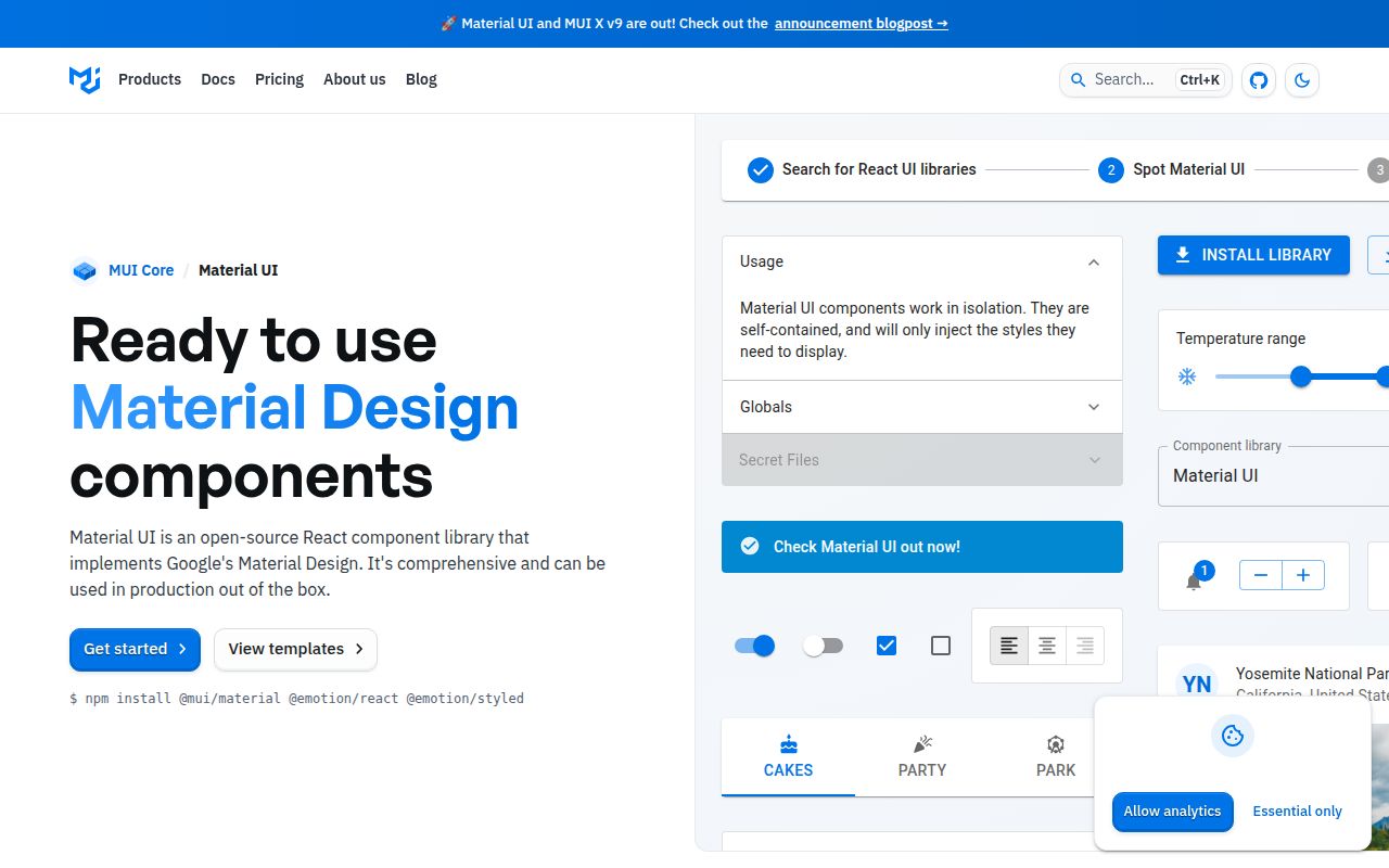 Screenshot of material-ui (mui.com/material-ui)