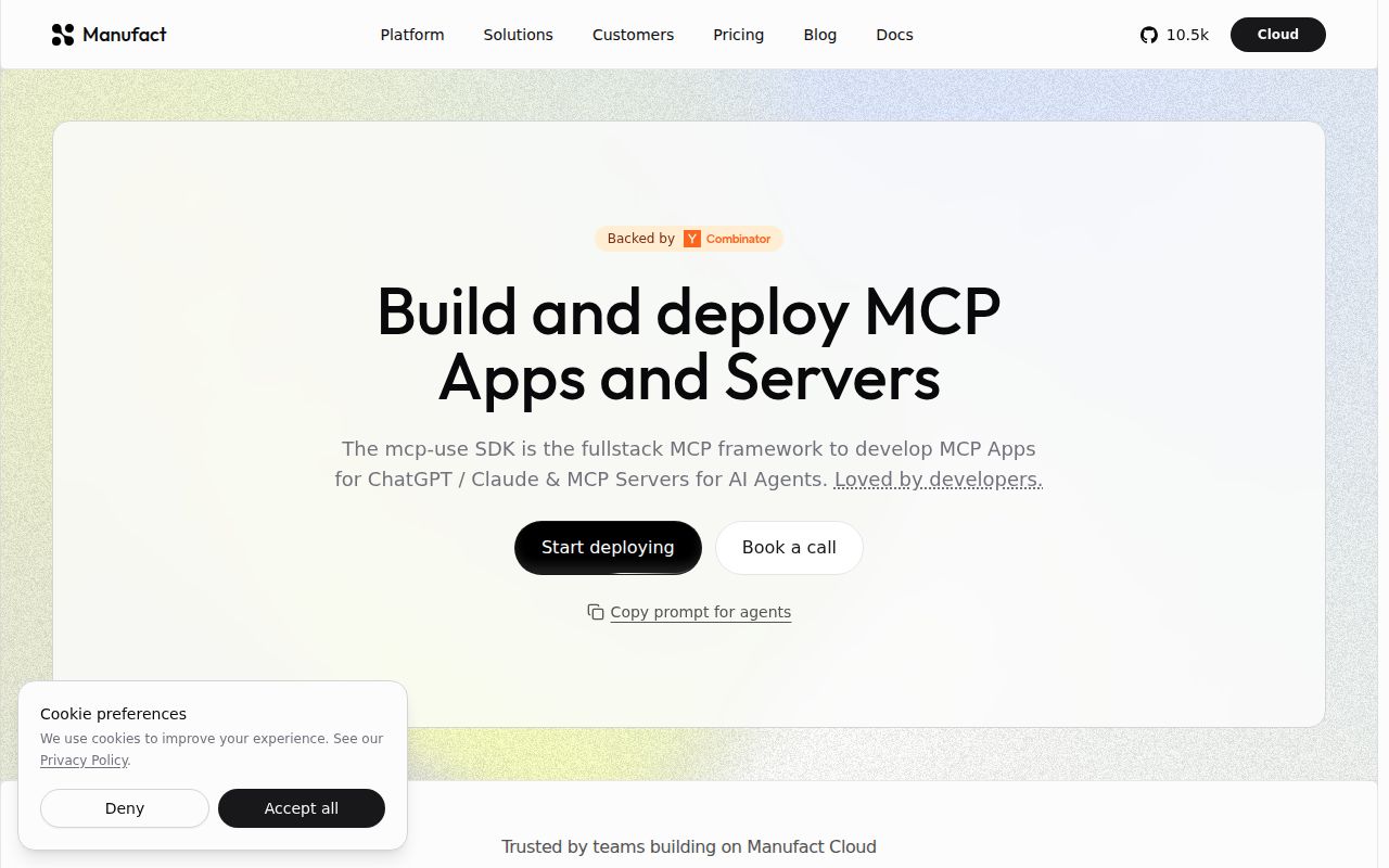 Screenshot of mcp-use (manufact.com)